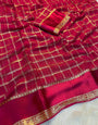 Twirling Dark Pink Banarasi Viscose Silk Saree With Blissful Blouse Piece