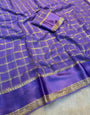 Breathtaking Lavender Banarasi Viscose Silk Saree With Panoply Blouse Piece