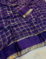 Denouement Navy Blue Banarasi Viscose Silk Saree With Splendorous Blouse Piece