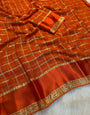 Precious Orange Banarasi Viscose Silk Saree With Magnetic Blouse Piece