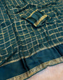 Seraglio Rama Banarasi Viscose Silk Saree With Improbable Blouse Piece