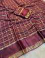 Exemplary Wine Banarasi Viscose Silk Saree With Stunner Blouse Piece