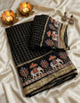 Ethereal Black Banarasi Viscose Silk Saree With Charming Blouse Piece