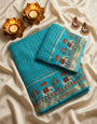 Ineffable Firozi Banarasi Viscose Silk Saree With Vibrant Blouse Piece