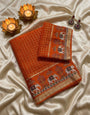 Admirable Orange Banarasi Viscose Silk Saree With Bewitching Blouse Piece