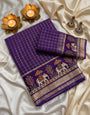 Sonorous Purple Banarasi Viscose Silk Saree With Piquant Blouse Piece