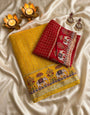 Cynosure Yellow Banarasi Viscose Silk Saree With Effulgent Blouse Piece