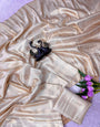 Imbrication Beige Banarasi Tissue Silk Saree With Pleasurable Blouse Piece