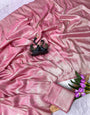 Wonderful Pink Banarasi Tissue Silk Saree With Preferable Blouse Piece