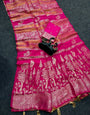 Scrupulous Dark Pink Khadi Georgette Banarasi Silk Saree With Classy Blouse Piece