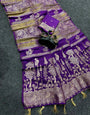 Imaginative Purple Khadi Georgette Banarasi Silk Saree With Mesmeric Blouse Piece