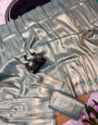 Assemblage Sky Banarasi Tissue Silk Saree With Desultory Blouse Piece