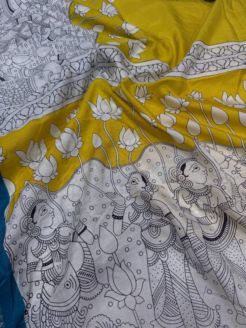 Moiety Yellow Digital Printed Dola Silk Saree With Fugacious Blouse Piece