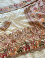 Scintillating Beige Pashmina Saree With Whimsical Blouse Piece