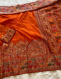Charismatic Orange Pashmina Saree With Piquant Blouse Piece