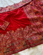 Winsome Red Pashmina Saree With Jubilant Blouse Piece