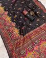 Wonderful Black Pashmina Saree With Opulent Blouse Piece