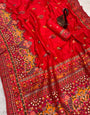 Ephemeral Red Pashmina Saree With Enticing Blouse Piece