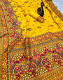 Ratatouille Yellow Pashmina Saree With Ornate Blouse Piece