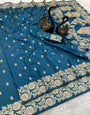 Amazing Blue Soft Banarasi Silk Saree With Vivacious Blouse Piece