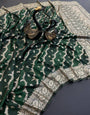 Incomparable Dark Green Soft Banarasi Silk Saree With Quixotic Blouse Piece