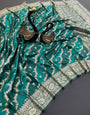 Gossamer Sea Green Soft Banarasi Silk Saree With Imaginative Blouse Piece