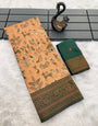 Piquant Peach Soft Banarasi Tissue Silk Saree With Ethereal Blouse Piece