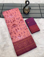 Skinny Pink Soft Banarasi Tissue Silk Saree With Petrichor Blouse Piece