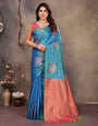 Hypnotic Blue Soft Banarasi Silk Saree With Majesty Blouse Piece