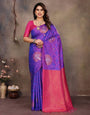 Symmetrical Purple Soft Banarasi Silk Saree With Desuetude Blouse Piece