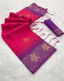 Surreptitious Dark Pink Soft Banarasi Silk Saree With Sizzling Blouse Piece