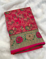 Girlish Dark Pink Soft Banarasi Silk Saree With Ephemeral Blouse Piece