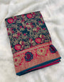 Unique Rama Soft Banarasi Silk Saree With Lagniappe Blouse Piece