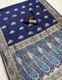Supernal Navy Blue Soft Banarasi Silk Saree With Incomparable Blouse Piece