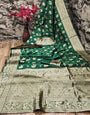Seraphic Dark Green Soft Silk Saree With Gratifying Blouse Piece