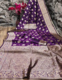 Demanding Purple Soft Silk Saree With Ratatouille Blouse Piece