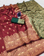 Resonant Maroon Soft Silk Saree With Aplomb Blouse Piece