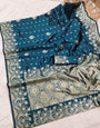 Zephyr Teal Blue Soft Silk Saree With Improbable Blouse Piece