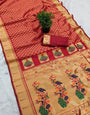 Moiety Red Paithani Silk Saree With Sizzling Blouse Piece