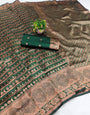Bewitching Dark Green Soft Silk Saree With Fancifull Blouse Piece