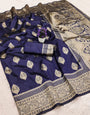Ineffable Navy Blue Soft Silk Saree With Gorgeous Blouse Piece