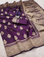 Ideal Purple Soft Silk Saree With Delightful Blouse Piece
