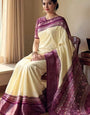 Ornate Beige Digital Printed Dola Silk Saree With Sizzling Blouse Piece