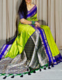 Chatoyant Parrot Soft Banarasi Silk Saree With Luxuriant Blouse Piece