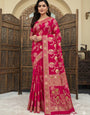 Verdant Dark Pink Banarasi Dola Silk Saree With Proficient Blouse Piece