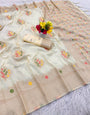 Glowing Beige Banarasi Georgette Silk Saree With Preferable Blouse Piece