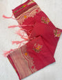 Grandiose Pink Banarasi Georgette Silk Saree With Incredible Blouse Piece
