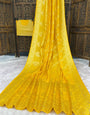 Wonderful Yellow Banarasi Dola Silk Saree With Marvellous Blouse Piece