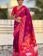 Felicitous Purple Banarasi Pichwai Silk Saree With Glamorous Blouse Piece