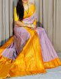 Innovative Lavender Pure Zari Weaving Banarasi Silk Saree With Breathtaking Blouse Piece